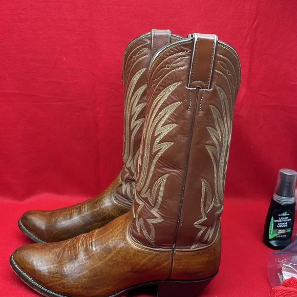 Men’s Brown Leather Justin Cowboy Boots SZ 10.5 D box 62