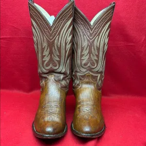 Men’s Brown Leather Justin Cowboy Boots SZ 10.5 D box 62