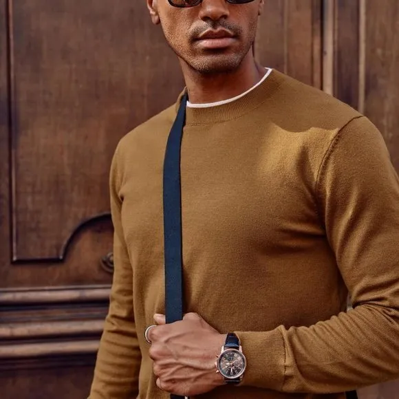 Mens Crewneck Dress Sweater Slim Fit Lightweight Wool‎ Blend Knitted Sweaters
