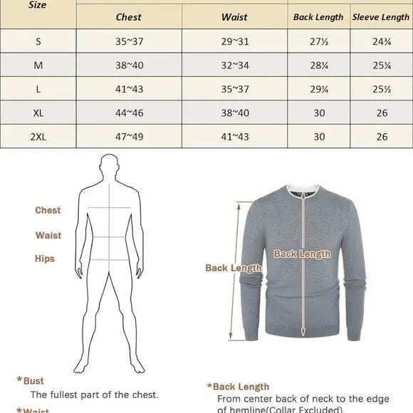 Mens Crewneck Dress Sweater‎ Slim Fit Lightweight Wool Blend Knitted Sweaters