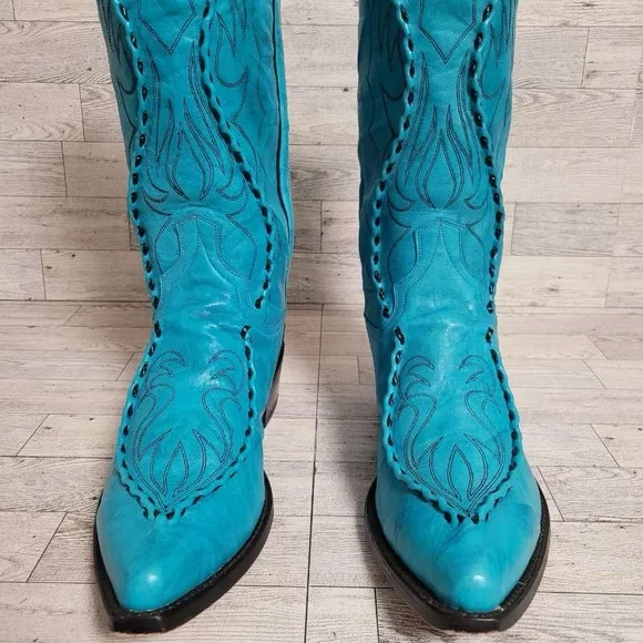 Men's Dan Post Bucklace 13 Western Pacific Blue Leather Cowboy Boots Size 9.5 D