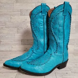 Men's Dan Post Bucklace 13 Western Pacific Blue Leather Cowboy Boots Size 9.5 D