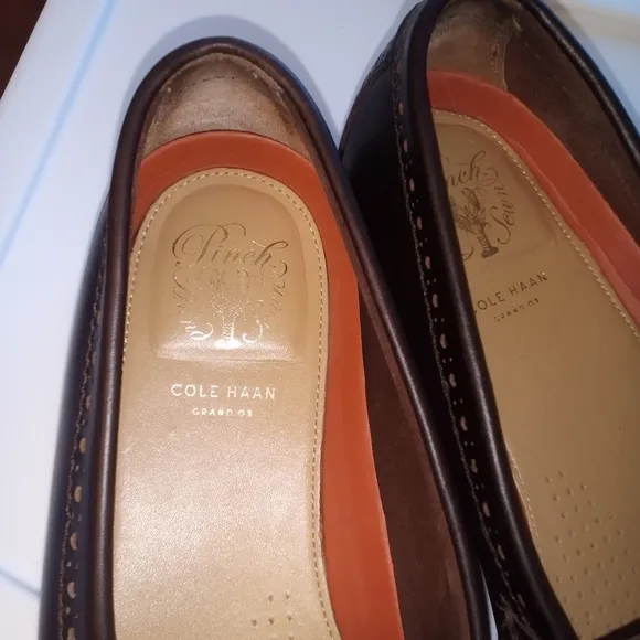 Men's Dark Brown Leather Loafers Grand OS Pinch Hand sewn Men's 9.5 Buckle GUC