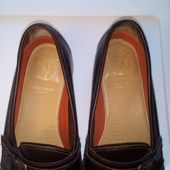 Men's Dark Brown Leather Loafers Grand OS Pinch Hand sewn Men's 9.5 Buckle GUC