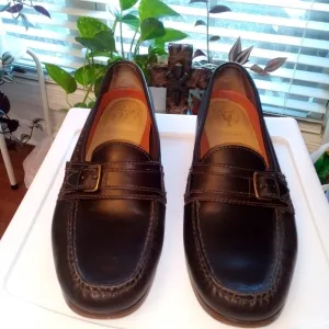Men's Dark Brown Leather Loafers Grand OS Pinch Hand sewn Men's 9.5 Buckle GUC