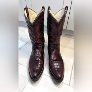 MEN’S DINGO Vintage Leather Cowboy Western Pull On Boots Size 9.5 EW