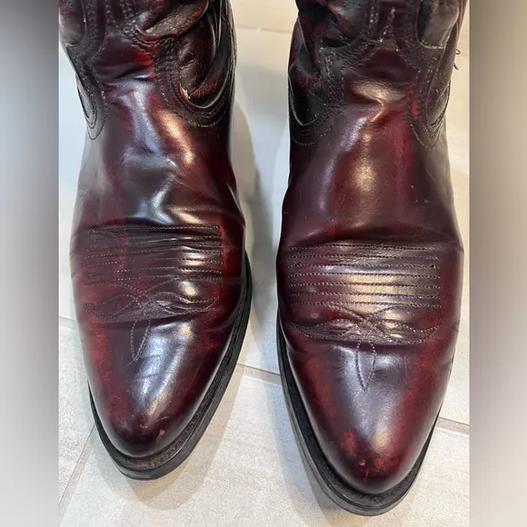 MEN’S DINGO Vintage Leather Cowboy Western Pull On Boots Size 9.5 EW