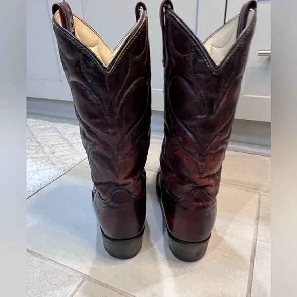 MEN’S DINGO Vintage Leather Cowboy Western Pull On Boots Size 9.5 EW