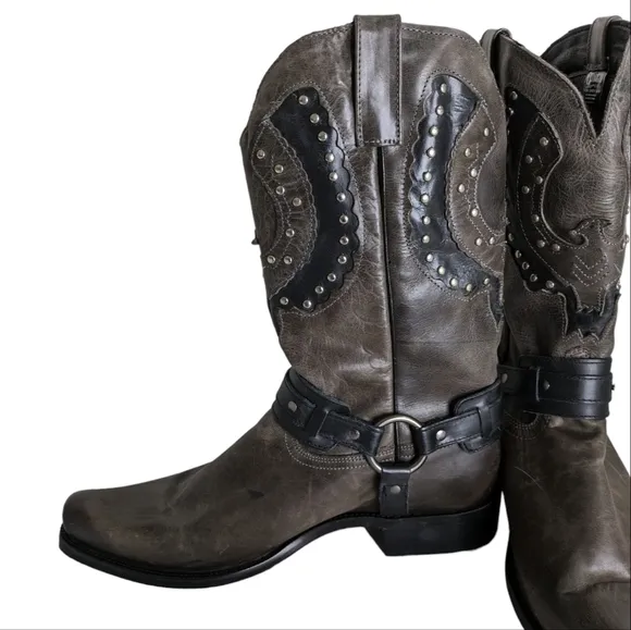 Men's Dingo War Eagle Studded Harness Western Boots...Size 10.5