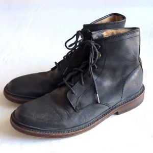 Men's Frye James Lace Up Black Leather Boots Size 7.5 D