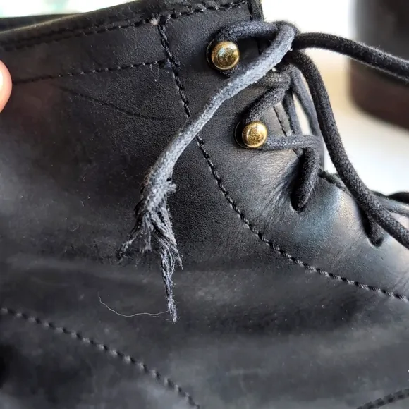 Men's Frye James Lace Up Black Leather Boots Size 7.5 D