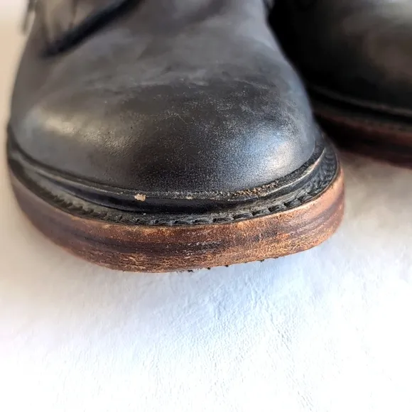Men's Frye James Lace Up Black Leather Boots Size 7.5 D
