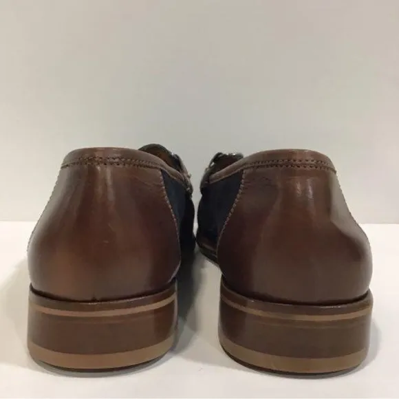 Men’s Johnston &amp; Murphy Horse Bit Suede/Leather Loafers Size 11M Black/Tan