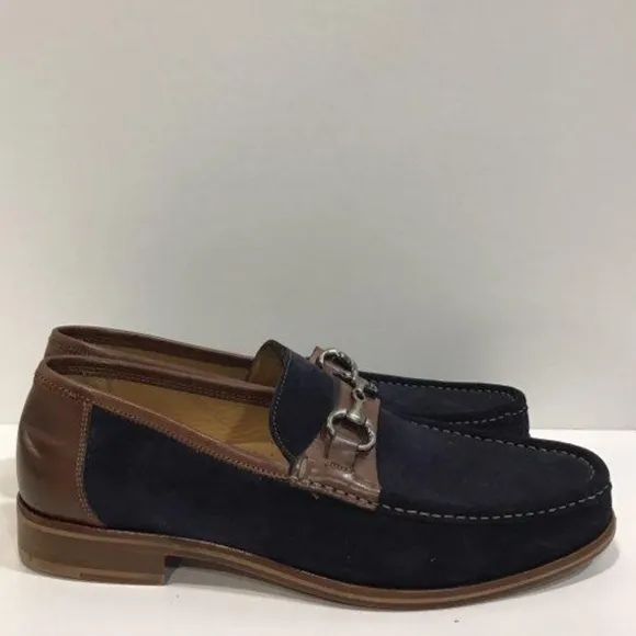 Men’s Johnston &amp; Murphy Horse Bit Suede/Leather Loafers Size 11M Black/Tan