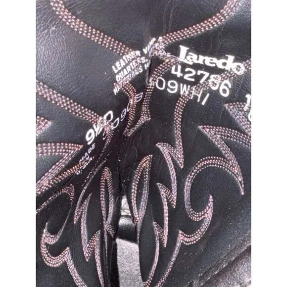 Men's Laredo Classic Western Cowboy Boots Brown Leather Embroidered Footwear 9.5