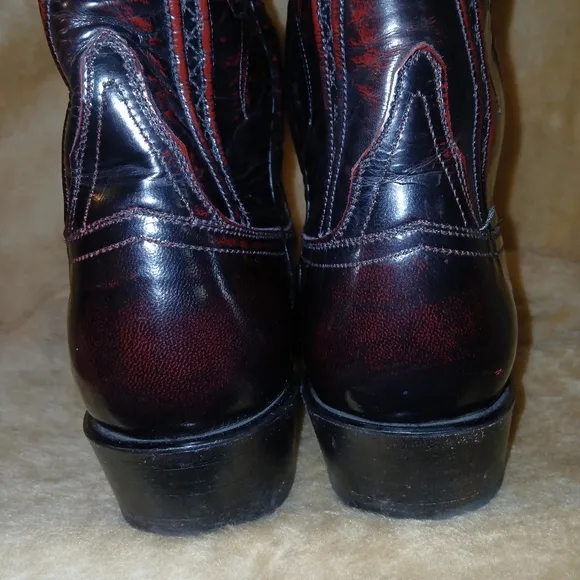 Men's LUCCHESE Cherry Black and Red Leather Boots.