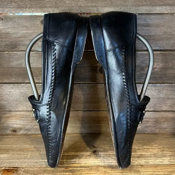 Mens Magnanni Black Leather Horsebit Casual Slip On Loafers Shoes Size 10.5‎ M