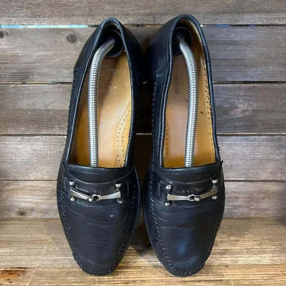 Mens Magnanni Black Leather Horsebit Casual Slip On Loafers Shoes Size 10.5‎ M