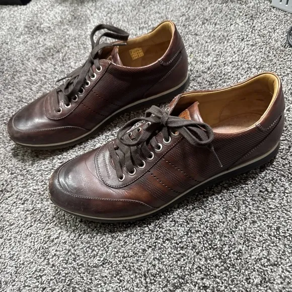 Men's MAGNANNI Fashion Sneakers Perforated Brown Leather