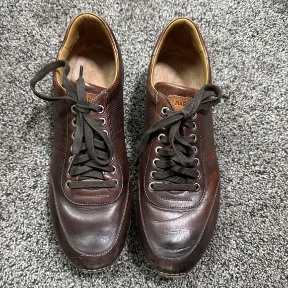 Men's MAGNANNI Fashion Sneakers Perforated Brown Leather