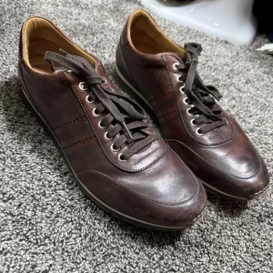 Men's MAGNANNI Fashion Sneakers Perforated Brown Leather
