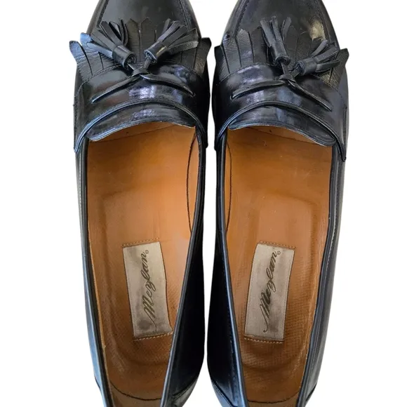 Mens Mezlan Italian Santander Black Leather Tassel Luxury Loafers Sz 11.5