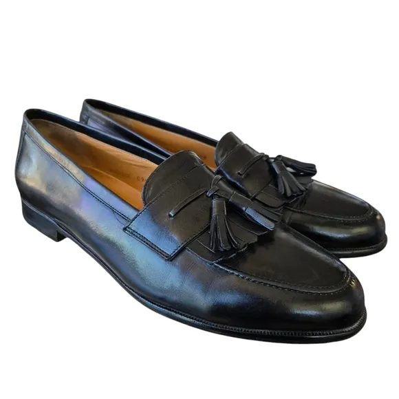 Mens Mezlan Italian Santander Black Leather Tassel Luxury Loafers Sz 11.5