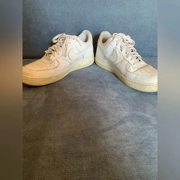Men’s Nike Air Force 1 White Leather Lace Up Low Top Retro Sneakers Size 13