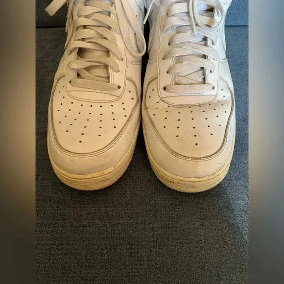 Men’s Nike Air Force 1 White Leather Lace Up Low Top Retro Sneakers Size 13