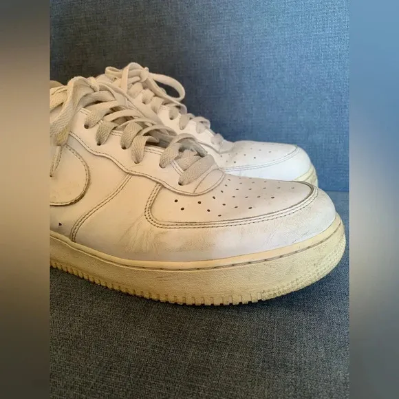 Men’s Nike Air Force 1 White Leather Lace Up Low Top Retro Sneakers Size 13