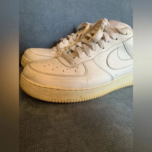 Men’s Nike Air Force 1 White Leather Lace Up Low Top Retro Sneakers Size 13