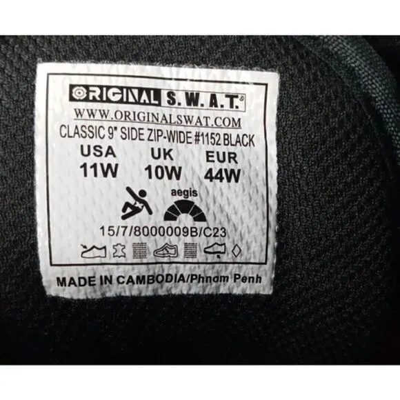 Mens original SWAT tactical boots black US‎ Size 11w classic 6” wide #115101