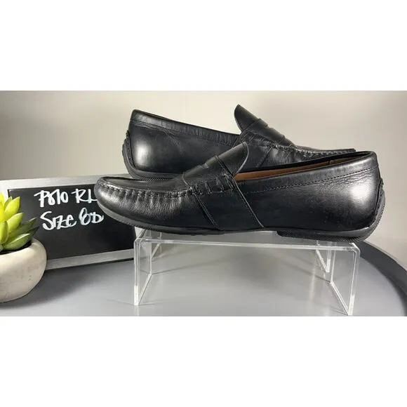 Men's Polo RL Black Leather Reynold Casual Driving Shoe Sz 8D Made in India