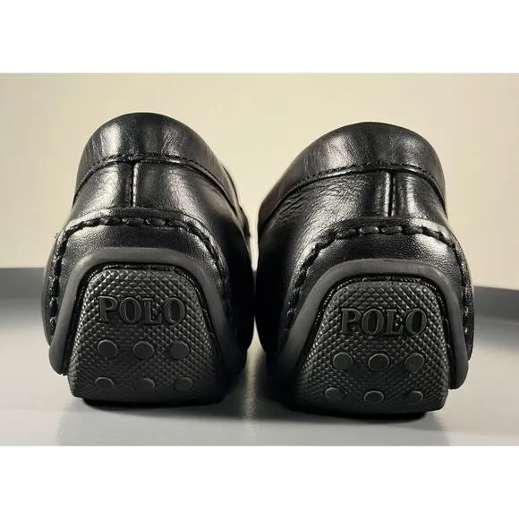 Men's Polo RL Black Leather Reynold Casual Driving Shoe Sz 8D Made in India