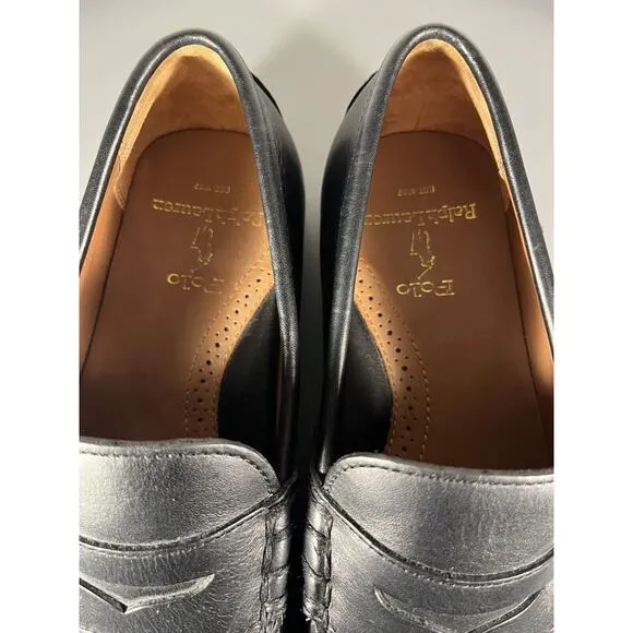 Men's Polo RL Black Leather Reynold Casual Driving Shoe Sz 8D Made in India