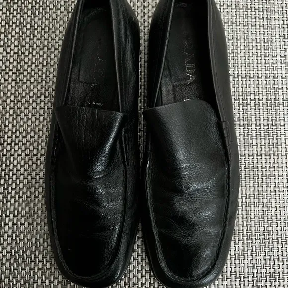 Men’s “PRADA” Black Leather Loafers