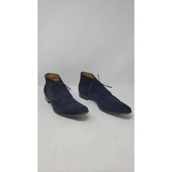 Men's Santoni Ankle Blue Suede Leather Chukka Boots