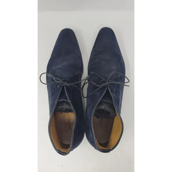 Men's Santoni Ankle Blue Suede Leather Chukka Boots