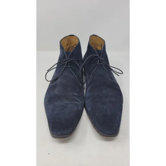 Men's Santoni Ankle Blue Suede Leather Chukka Boots