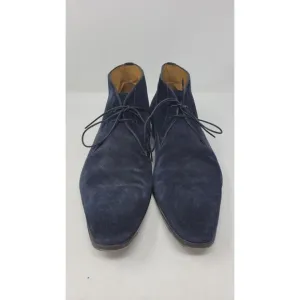 Men's Santoni Ankle Blue Suede Leather Chukka Boots
