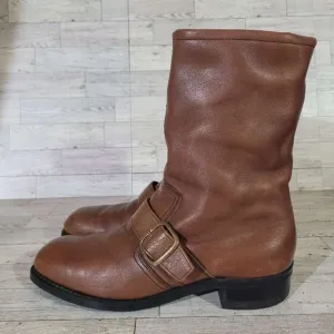 Men's Tefgum Western Brown Leather Harness Moto Biker Engineer Boots Size 9.5 D