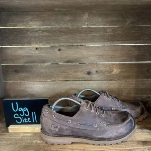 Mens Ugg Oxson Stout‎ Brown Leather Waterproof Casual Moc Toe Loafers Size 11 D