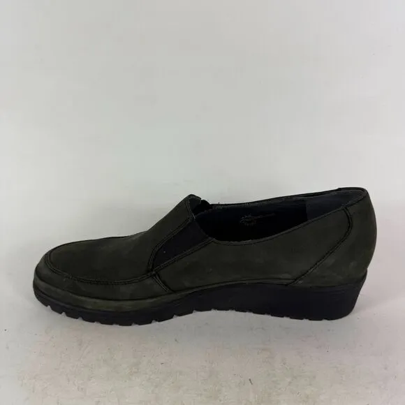 Mephisto Bertrane Loafers Women's 10 Green Suede Slip-On Round Toe Comfort Shoes