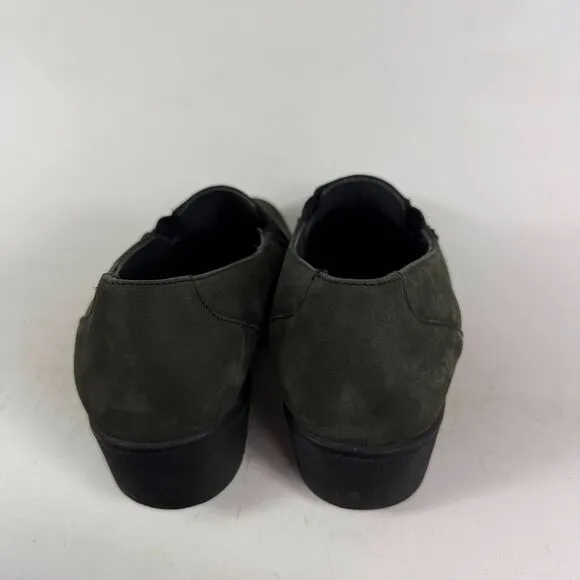Mephisto Bertrane Loafers Women's 10 Green Suede Slip-On Round Toe Comfort Shoes