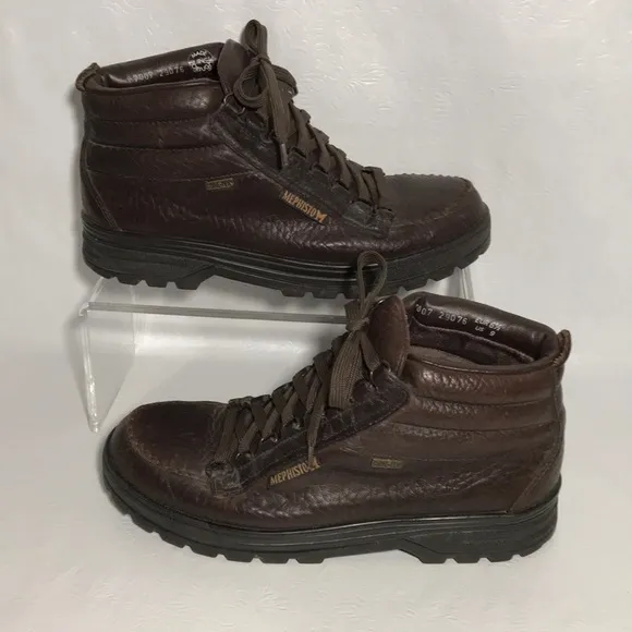 Mephisto Brown Leather Womens Boots Size 9 Gore Tex High Top Lace Up Style