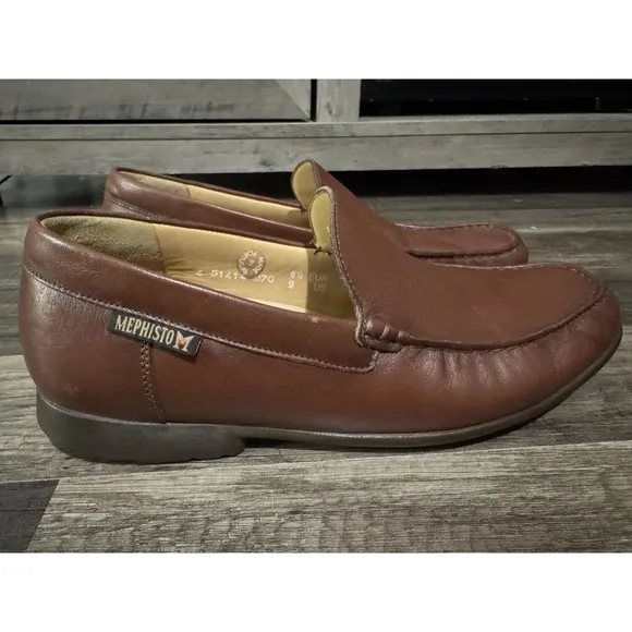 Mephisto Cool-Air Men's Size 9 Brown Venetian Plain Front Loafers