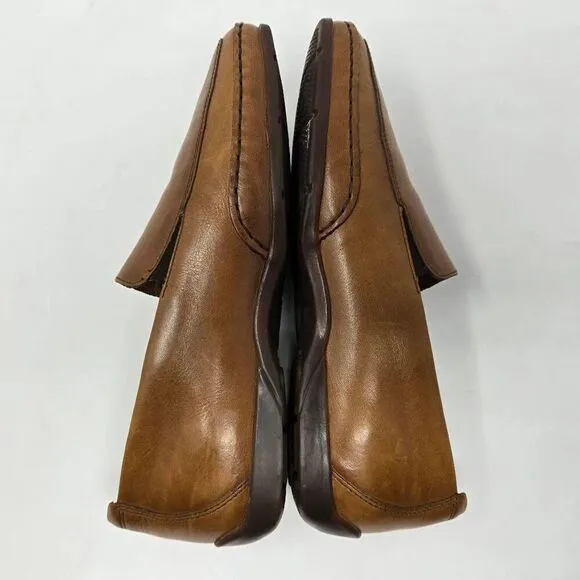 MEPHISTO COOL AIR MENS SIZE 9 BROWN COGNAC LEATHER SLIP ON CASUAL SHOES LOAFERS
