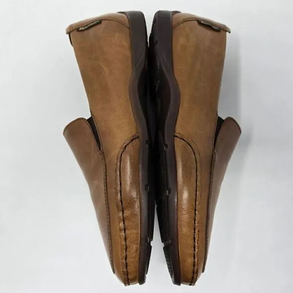 MEPHISTO COOL AIR MENS SIZE 9 BROWN COGNAC LEATHER SLIP ON CASUAL SHOES LOAFERS
