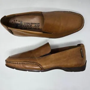 MEPHISTO COOL AIR MENS SIZE 9 BROWN COGNAC LEATHER SLIP ON CASUAL SHOES LOAFERS
