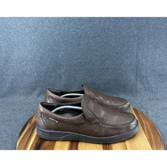 Mephisto Shoes Men's 13 Air Jet Slip On Brown Leather Casual Walking Loafers